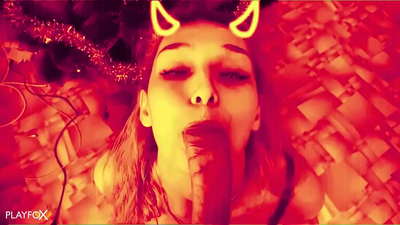 惡魔辣妹得到性交真的很好,並在她的屁股上射精